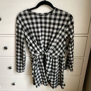 Zara girls check flannel front tie dress